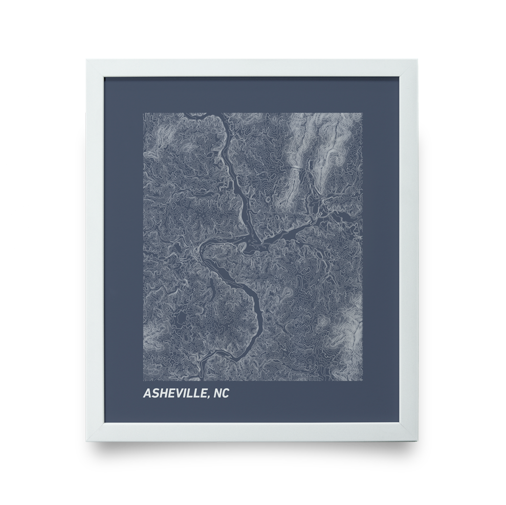 Asheville, NC Topo Map (Blue)