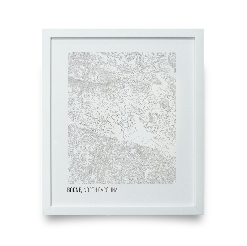 Boone, NC Topo Map (White)
