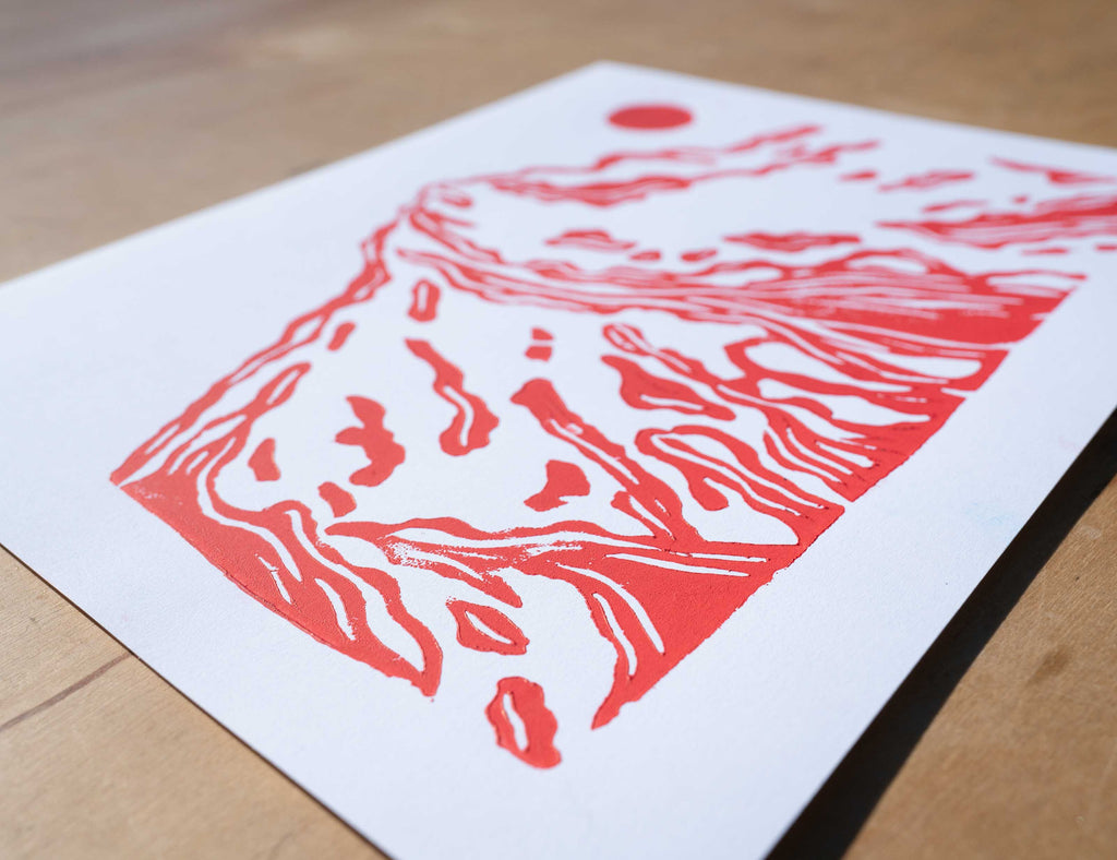 Crimson Skies Block Print