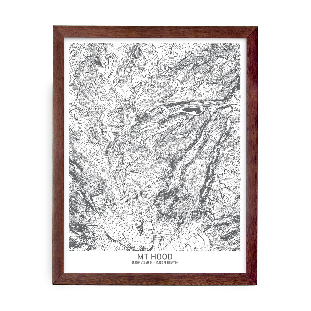 Mt Hood, Oregon Topo Map (White)