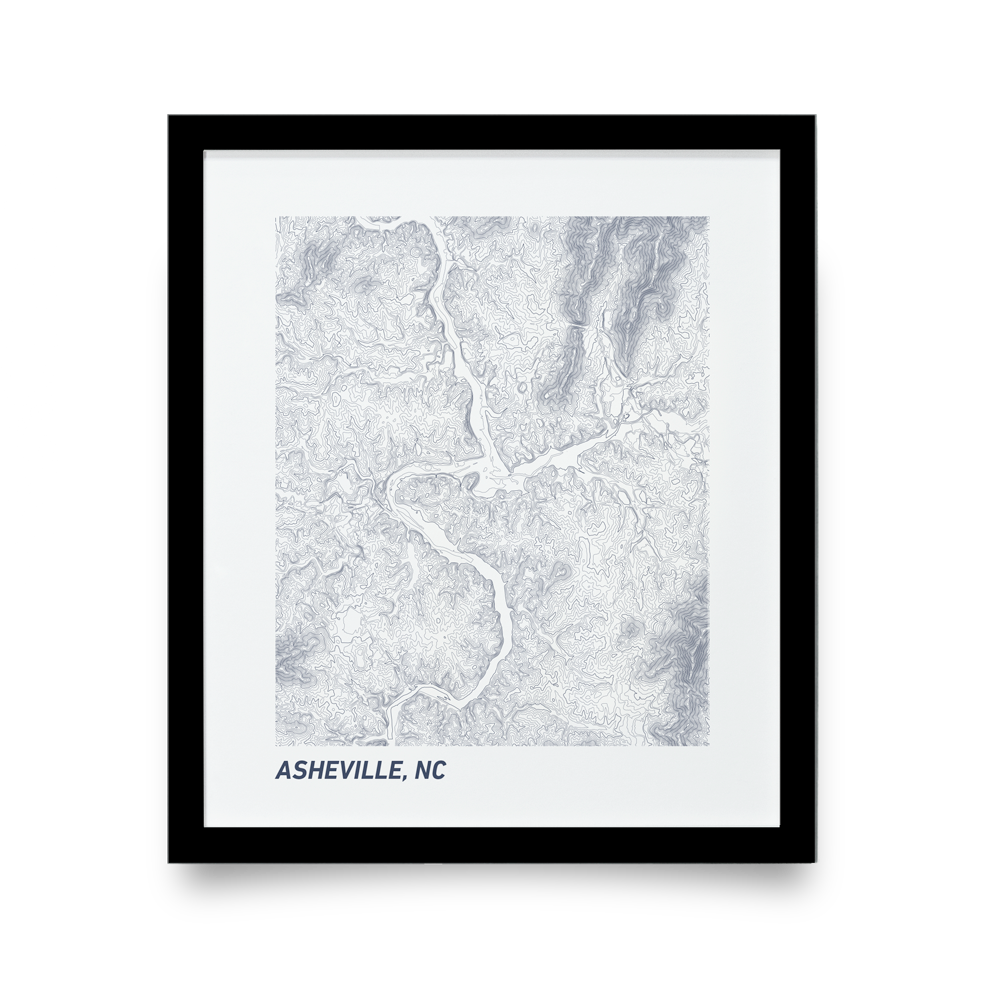 Asheville, NC Topo Map (White)