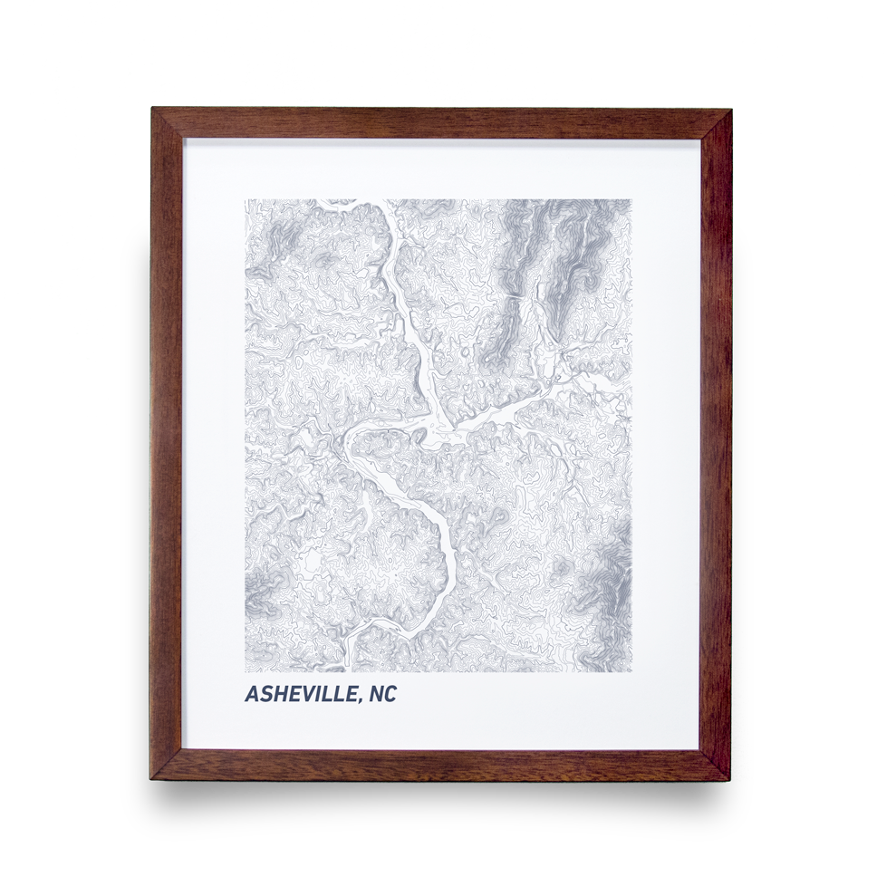 Asheville, NC Topo Map (White)
