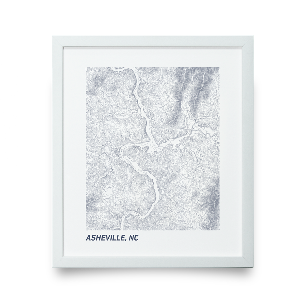 Asheville, NC Topo Map (White)