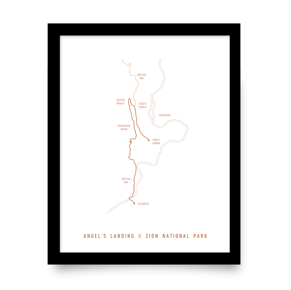 Angel's Landing Trail Map (White + Orange)