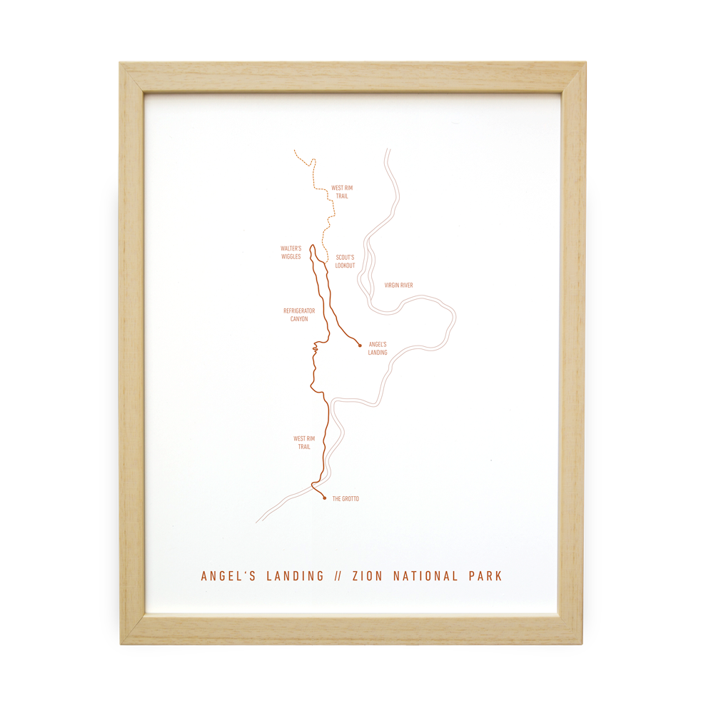 Angel's Landing Trail Map (White + Orange)