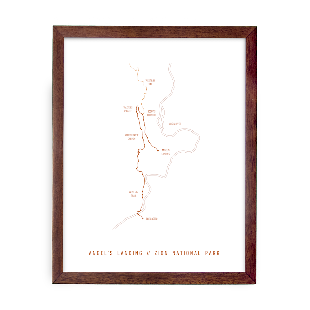 Angel's Landing Trail Map (White + Orange)
