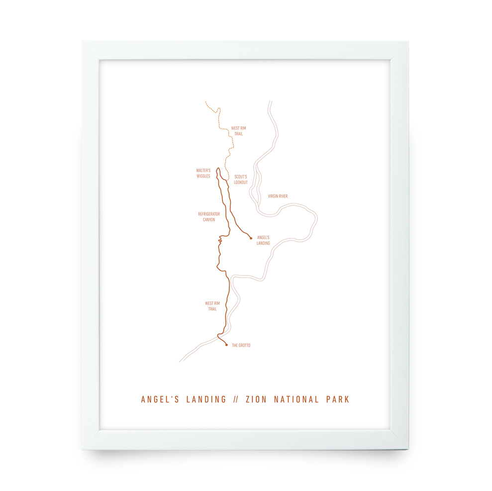 Angel's Landing Trail Map (White + Orange)