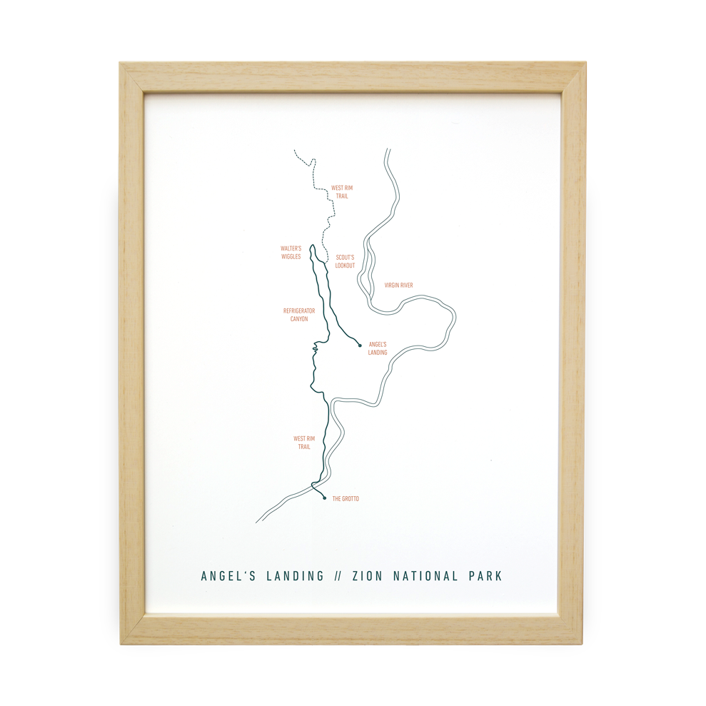 Angel's Landing Trail Map (White + Blue)