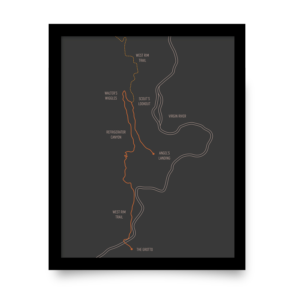 Angel's Landing Trail Map (Charcoal)