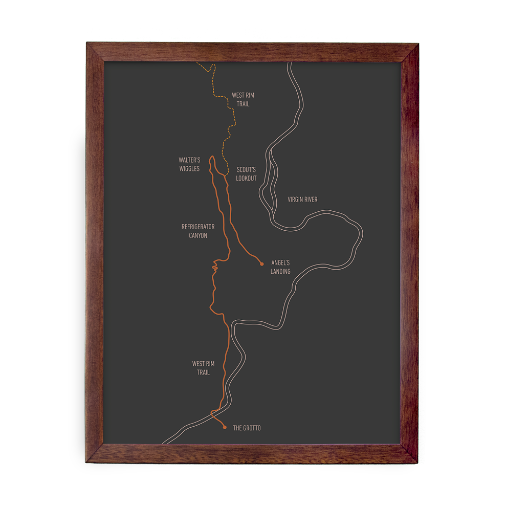 Angel's Landing Trail Map (Charcoal)