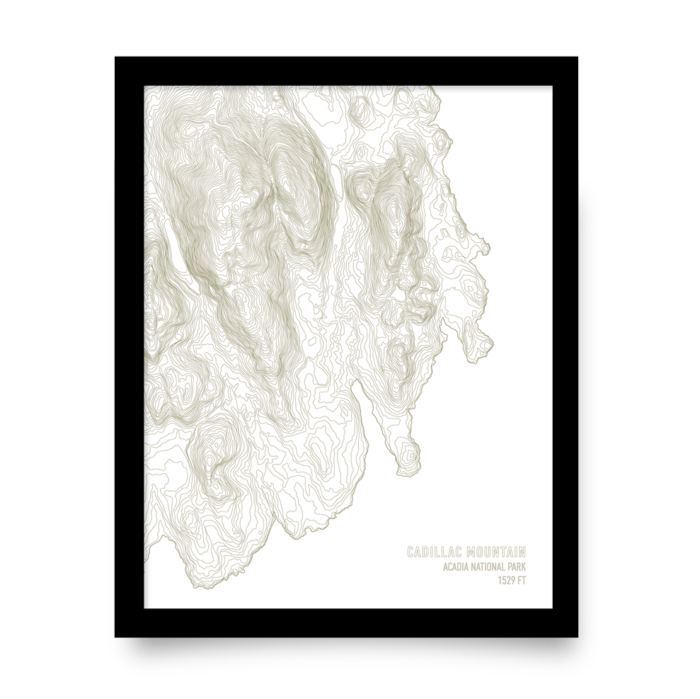 Cadillac Mountain Topo Map (White)