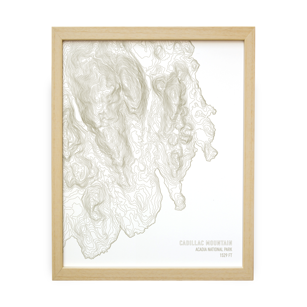 Cadillac Mountain Topo Map (White)