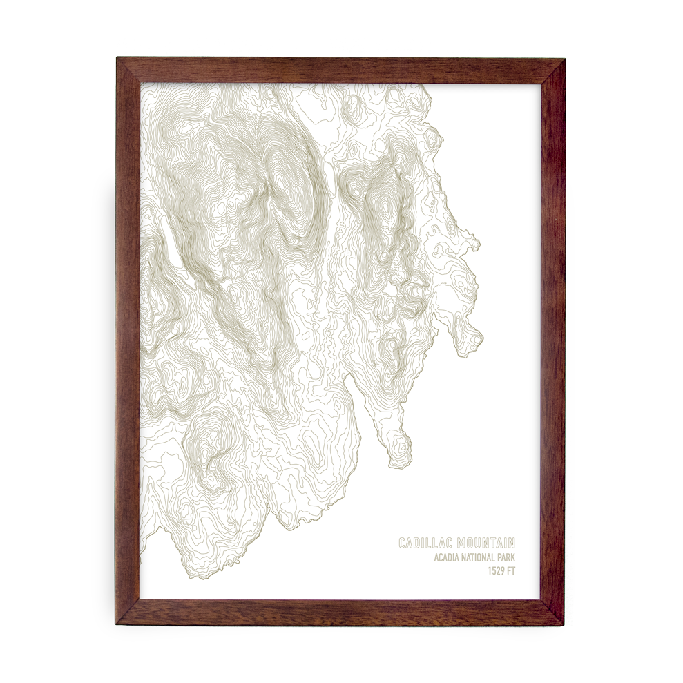 Cadillac Mountain Topo Map (White)