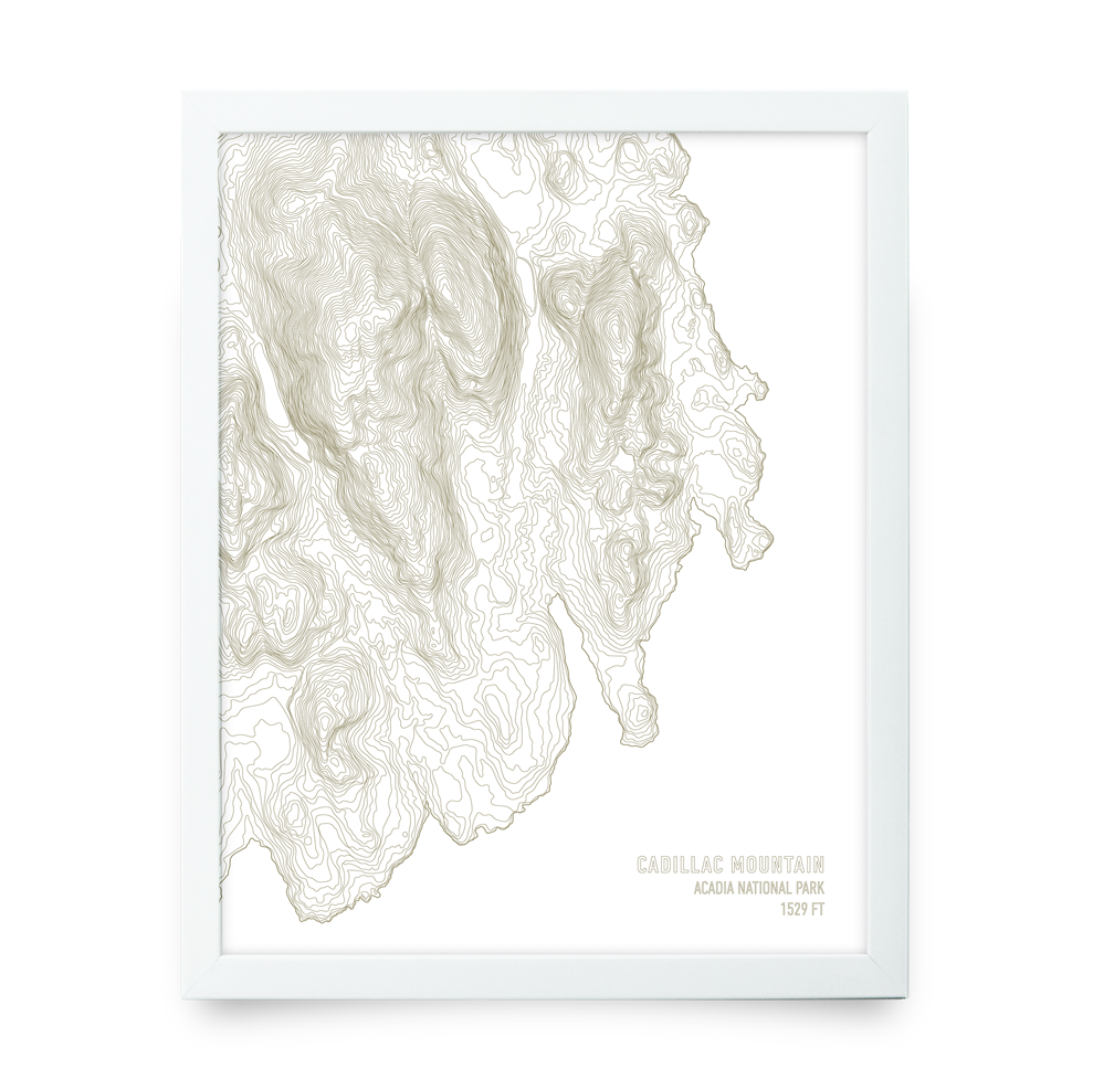 Cadillac Mountain Topo Map (White)