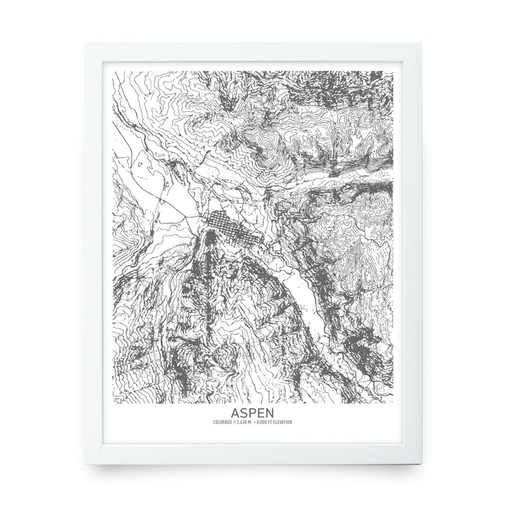 Aspen, Colorado Topo Map (White)