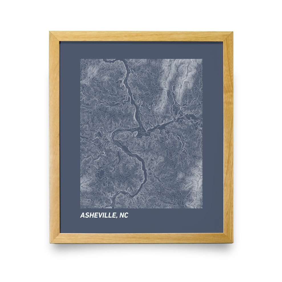 Asheville, NC Topo Map (Blue)