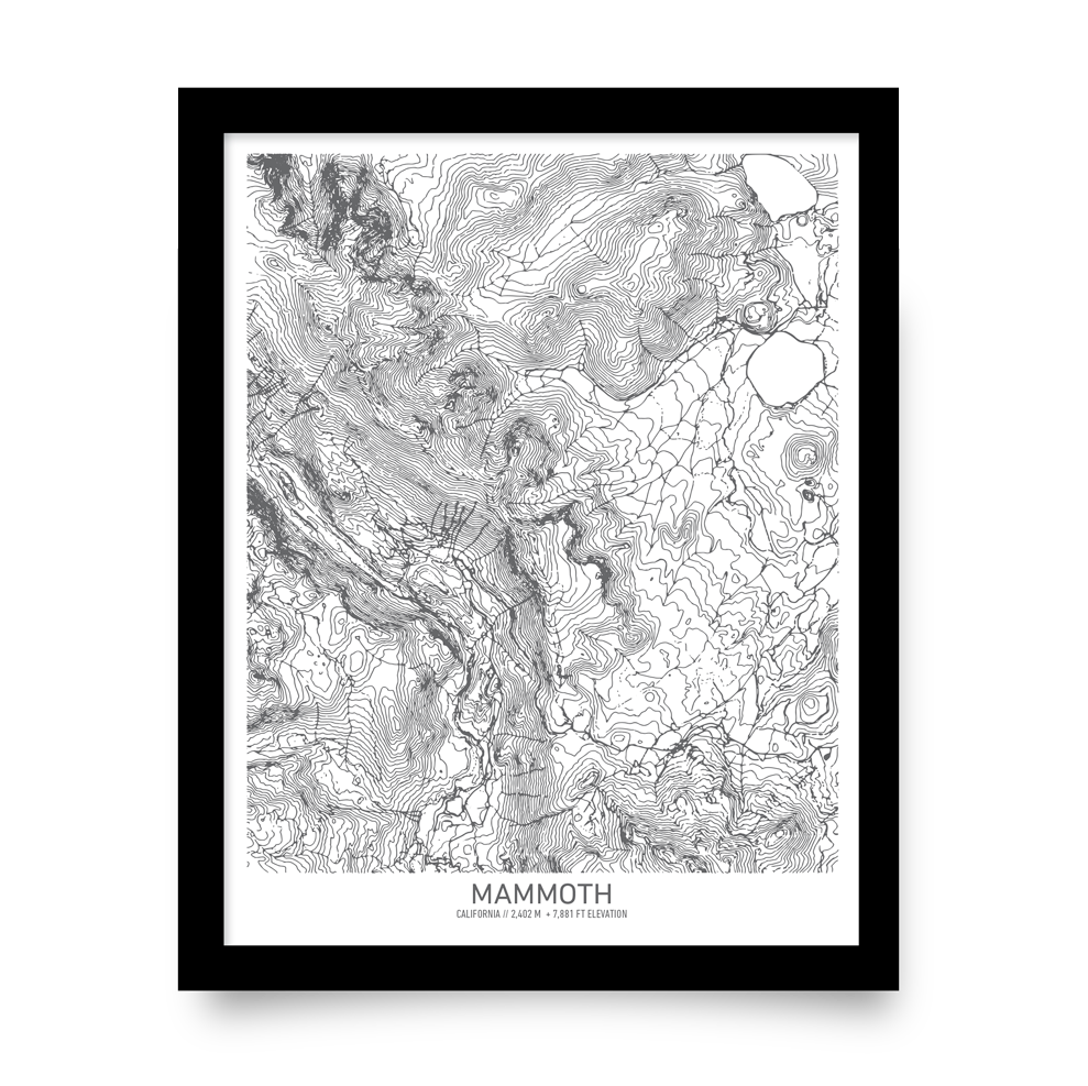 Mammoth, California Topo Map (White)