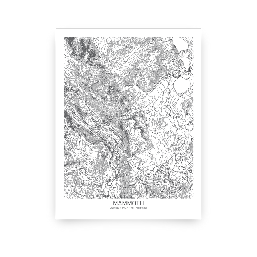 Mammoth, California Topo Map (White)