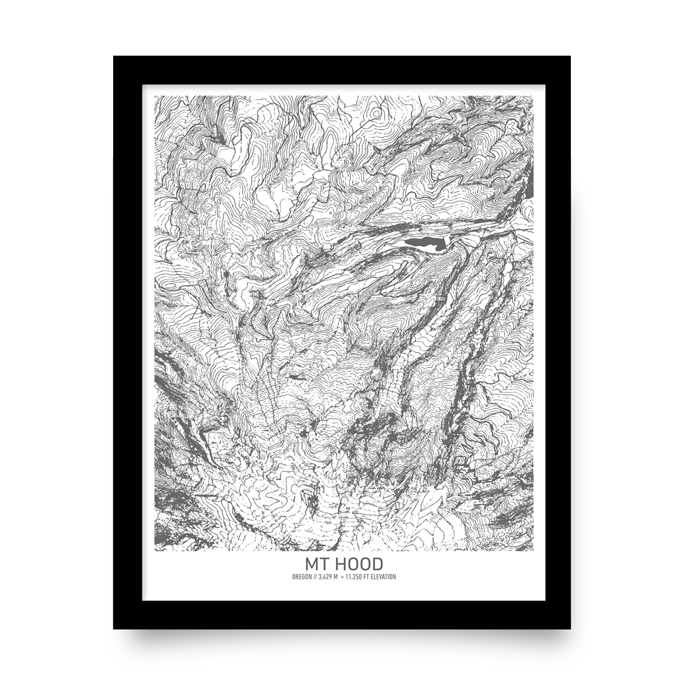 Mt Hood, Oregon Topo Map (White)