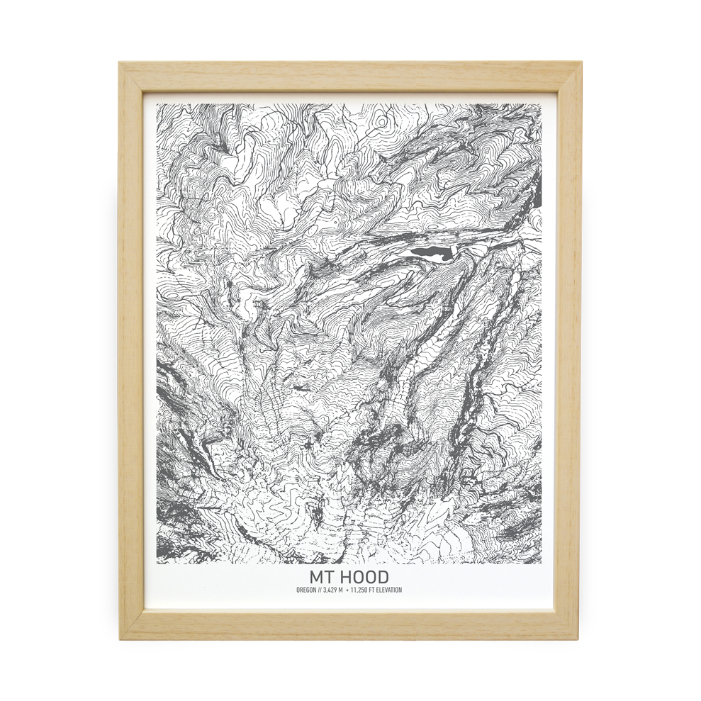 Mt Hood, Oregon Topo Map (White)