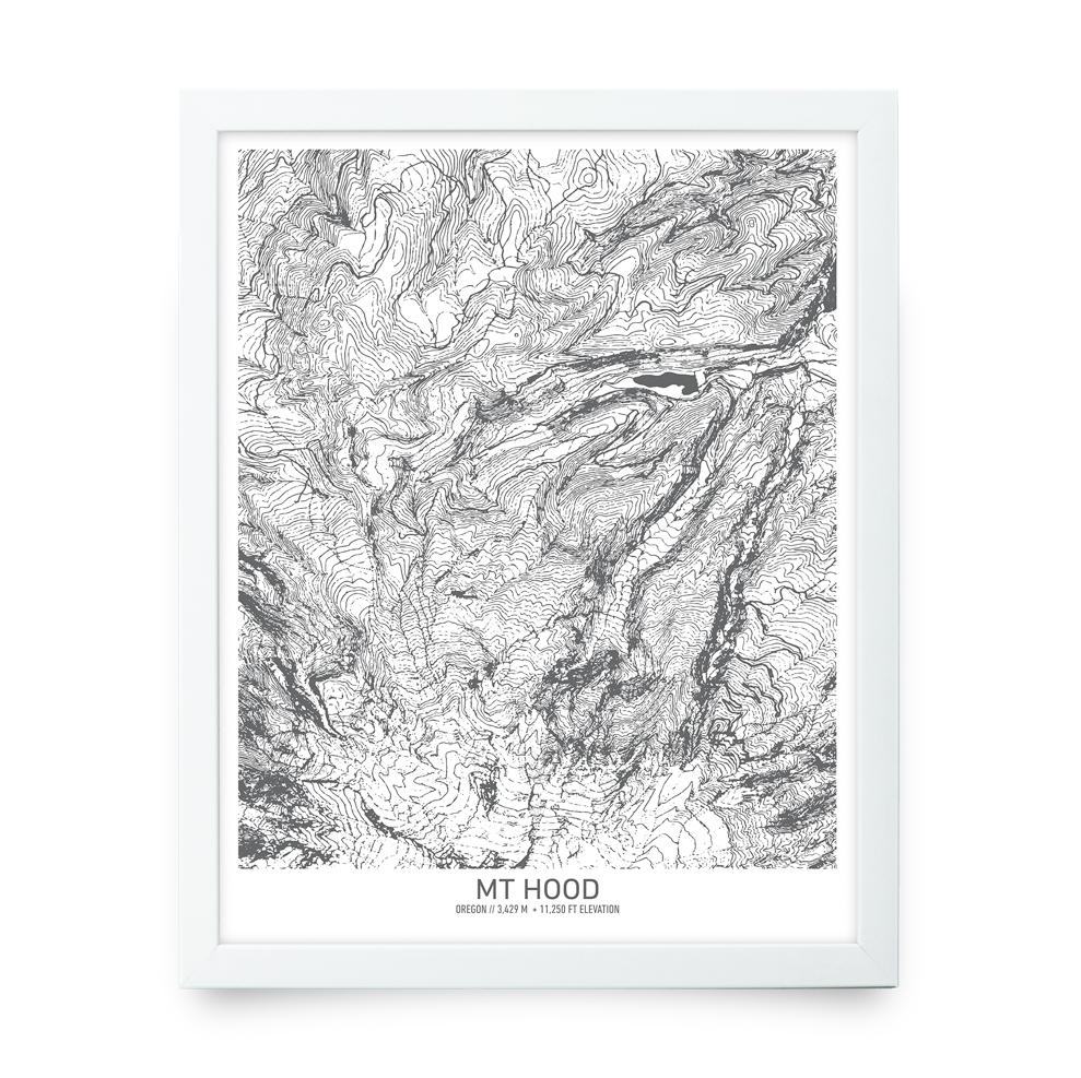 Mt Hood, Oregon Topo Map (White)