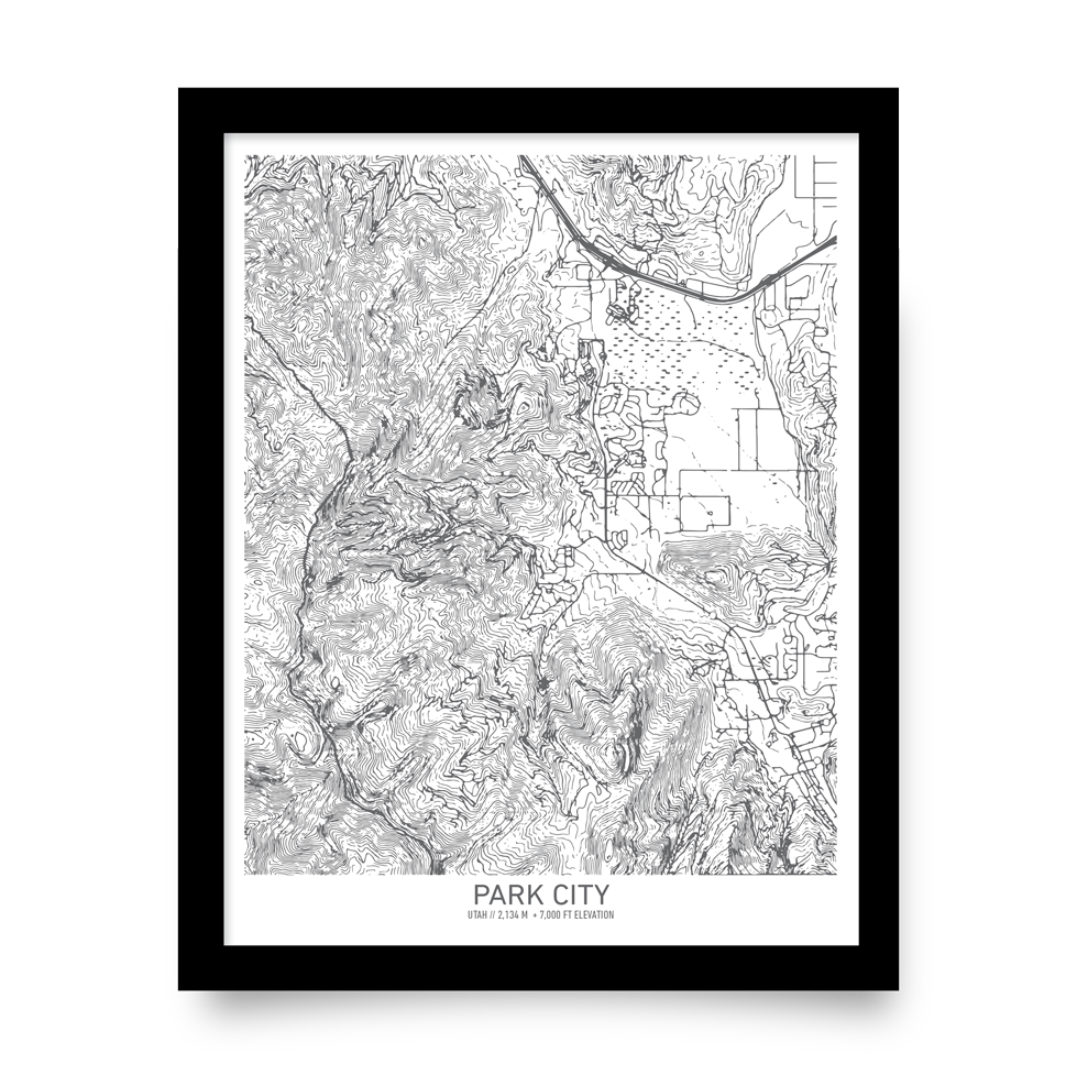 Park City, Utah Topo Map (White)