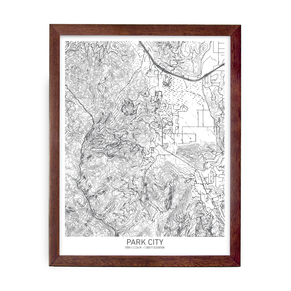 Park City, Utah Topo Map (White)