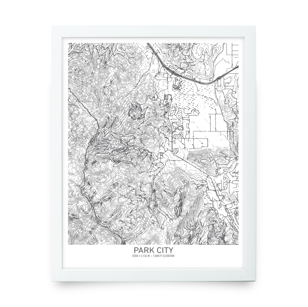 Park City, Utah Topo Map (White)