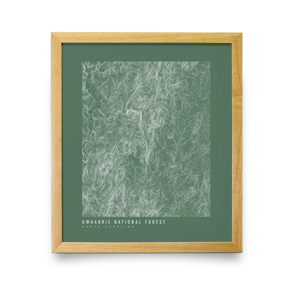 Uwharrie National Forest Topo Map - Uwharrie Green Natural Frame Grande 