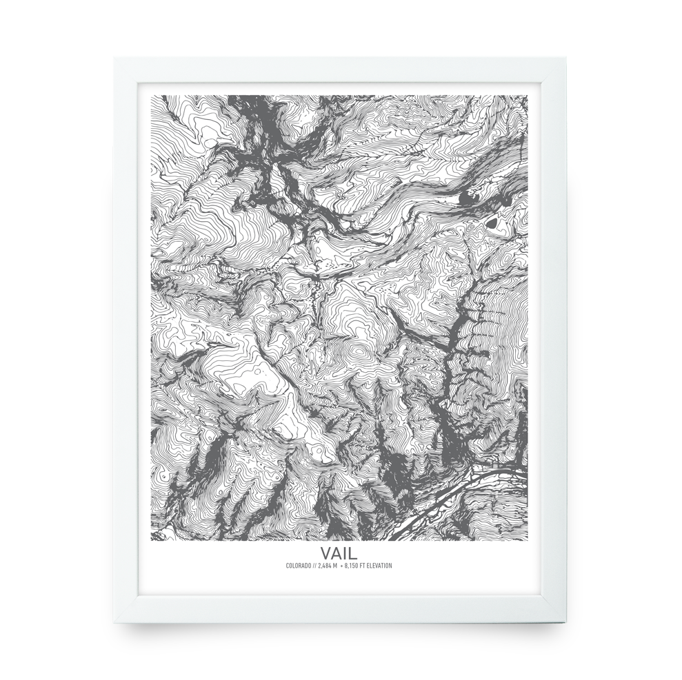 Vail, Colorado Topo Map (White)