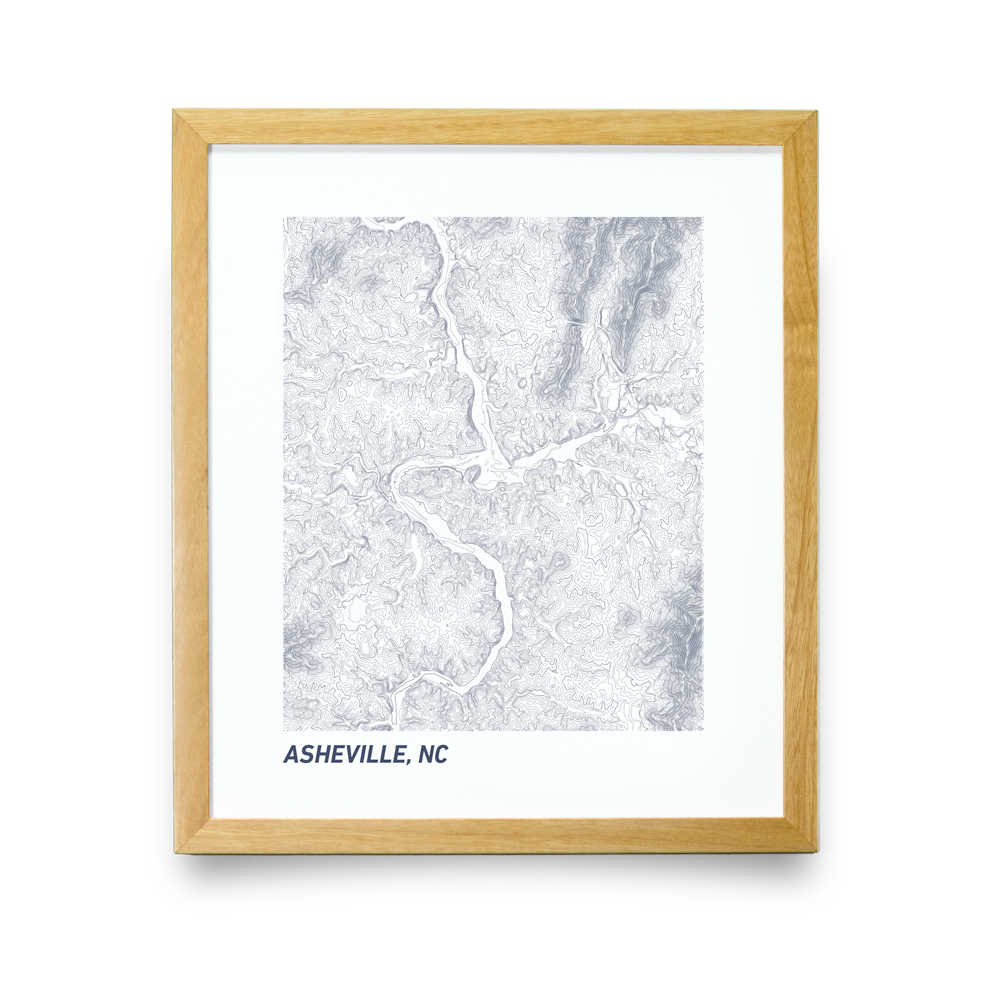 Asheville, NC Topo Map (White)