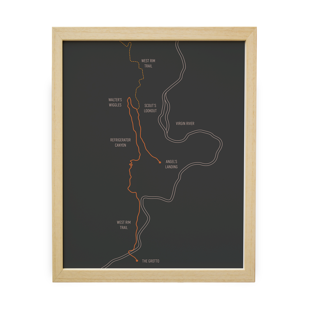Angel's Landing Trail Map (Charcoal)
