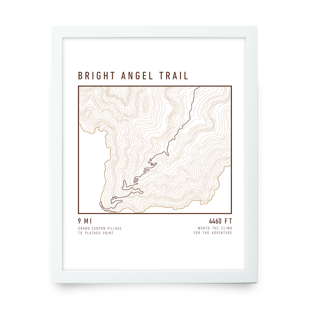 Bright Angel Topo Map (White)